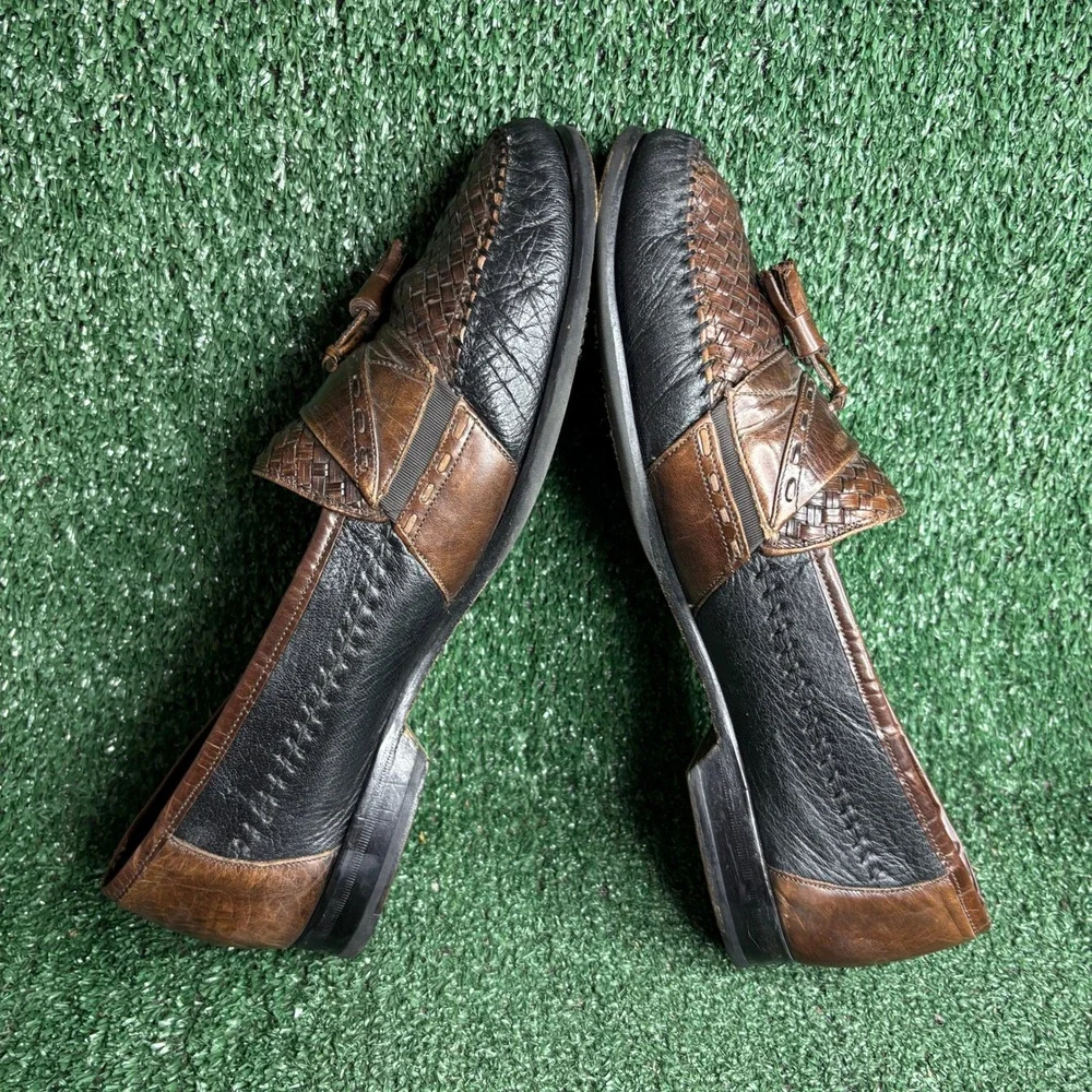 Mezlan Woven Tassel Loafers Leather Slip On Two Tone Dress Shoes Brown Mens 12 M